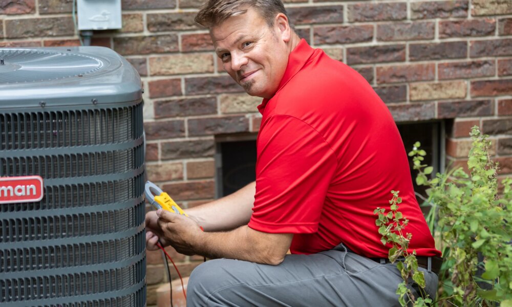 HVAC technician performing AC repair on outdoor condenser in Sun City Center FL