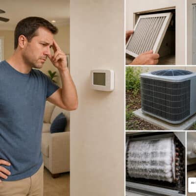 Homeowner troubleshooting six things to check when an AC stops working