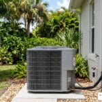 clean outdoor AC condenser with clear airflow space at a Florida home