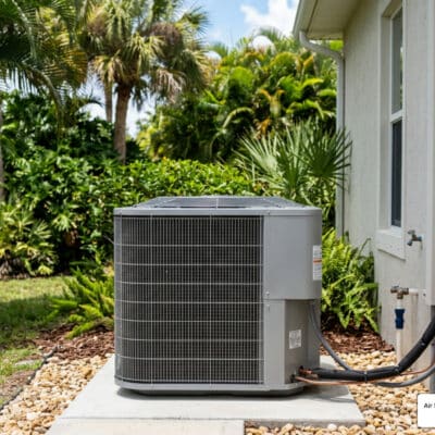 clean outdoor AC condenser with clear airflow space at a Florida home