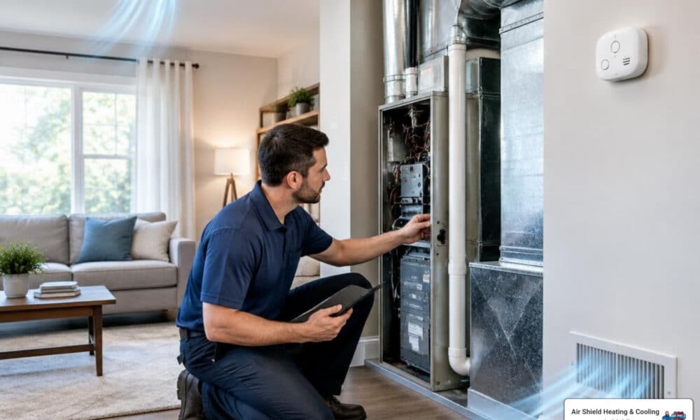 HVAC airflow distribution and carbon monoxide detection diagram