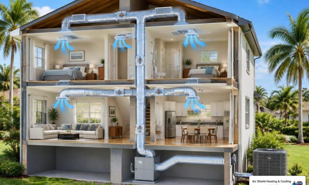 balanced airflow distribution diagram in multi-story home